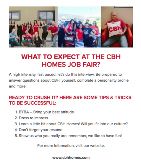 CBH Homes招聘活动广告